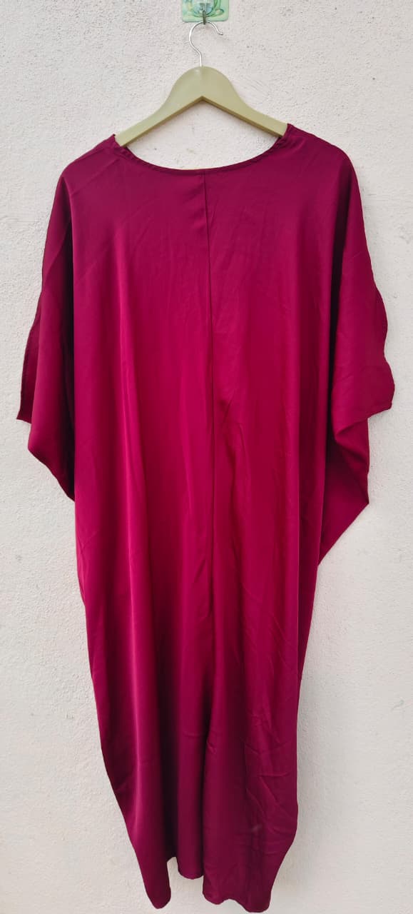 Maroon Embellished Kaftan Dress