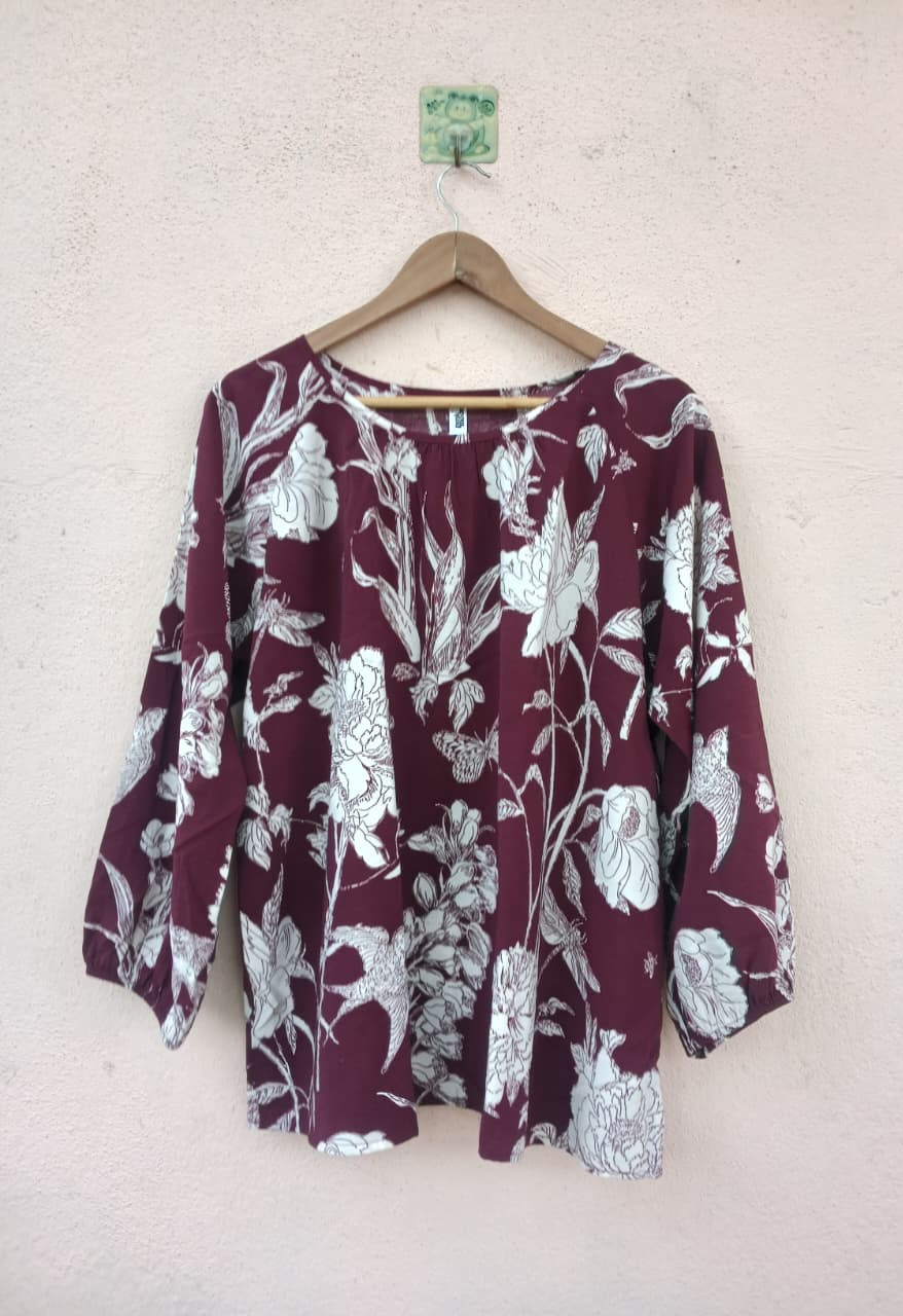 Maroon Floral Printed Top
