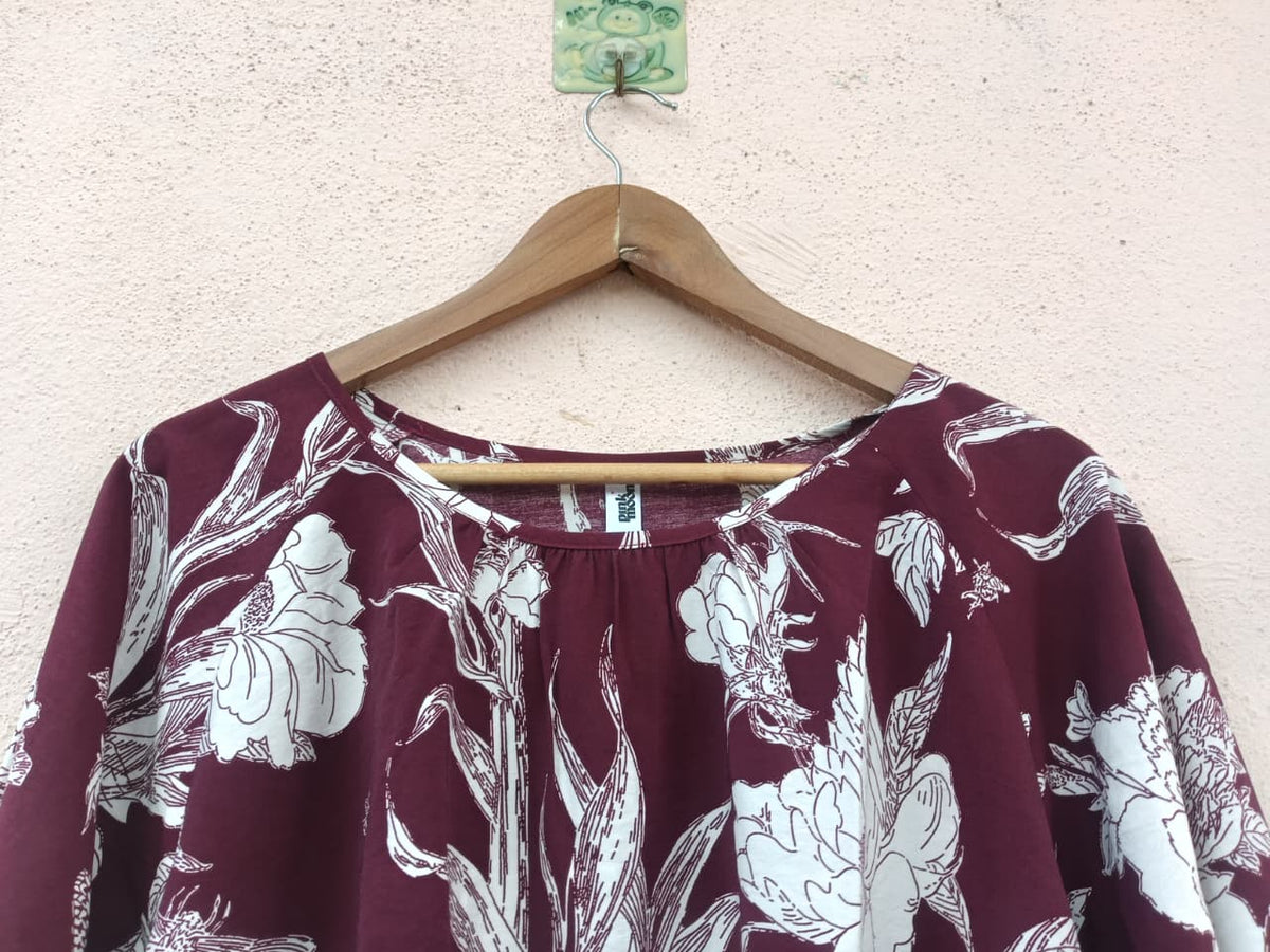 Maroon Floral Printed Top