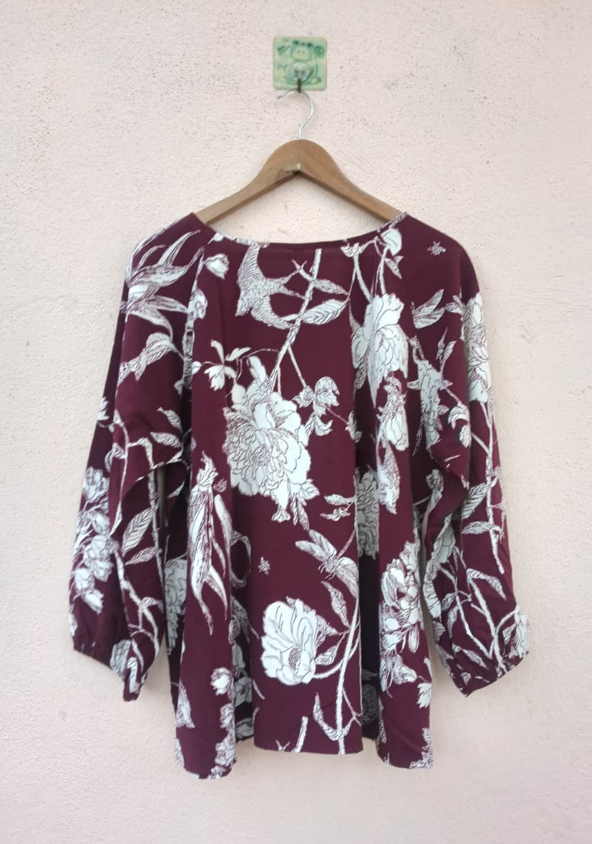 Maroon Floral Printed Top