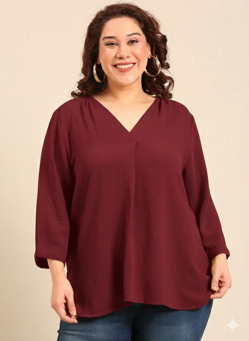 Maroon Front Pleat Top