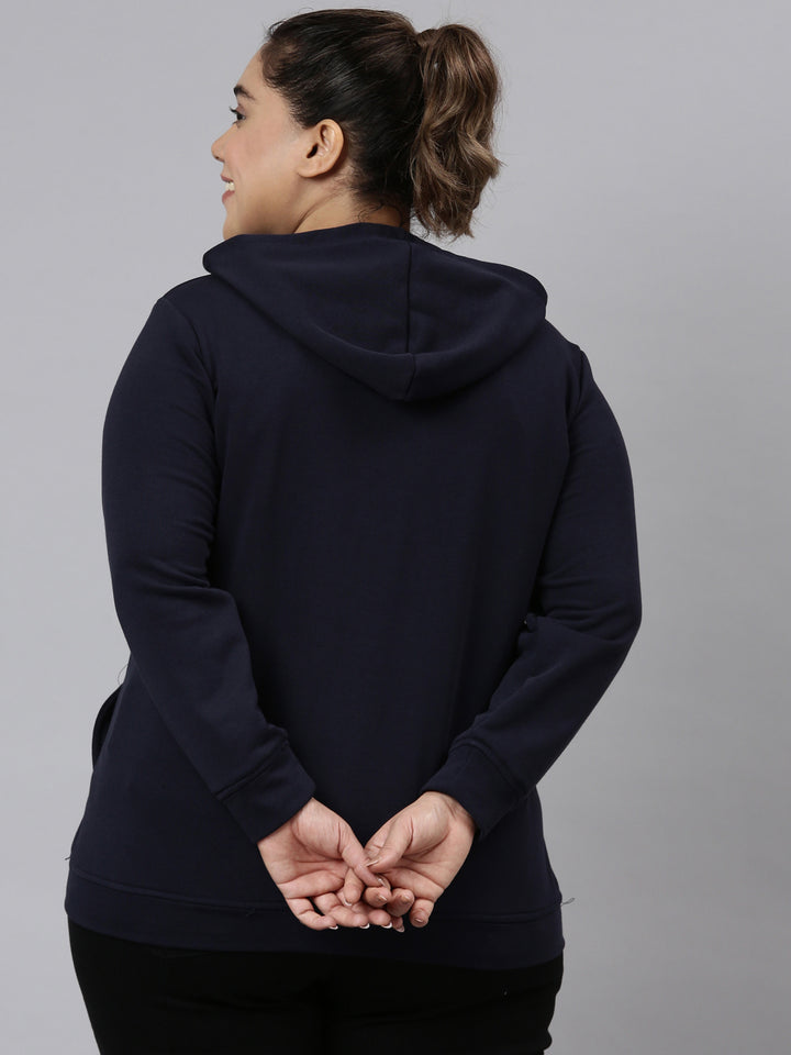 NAVY BLUE SOLID HOODIE JACKET