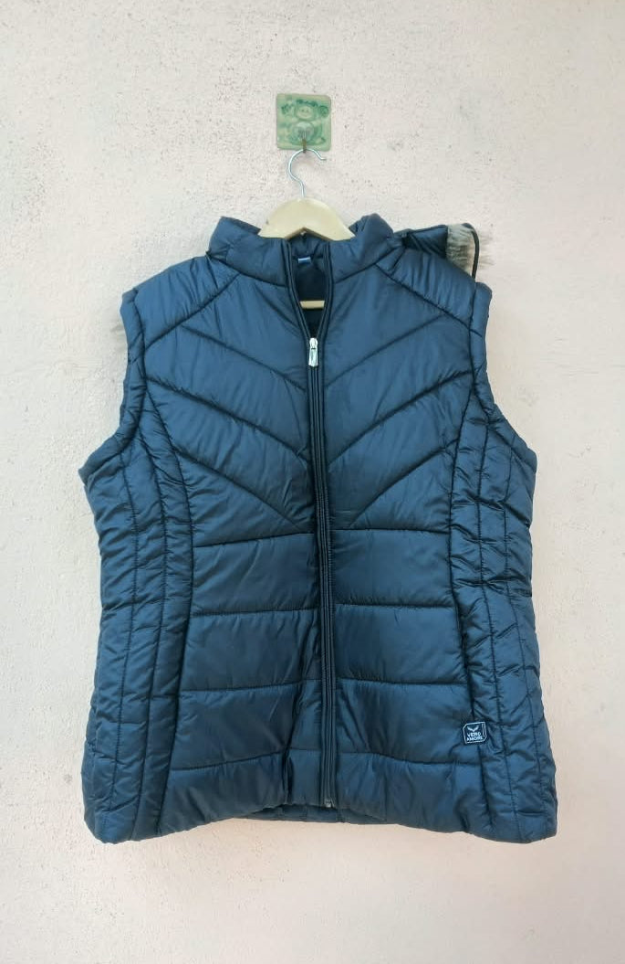 Navy Blue sleeveless quilted puffer-vest Jacket