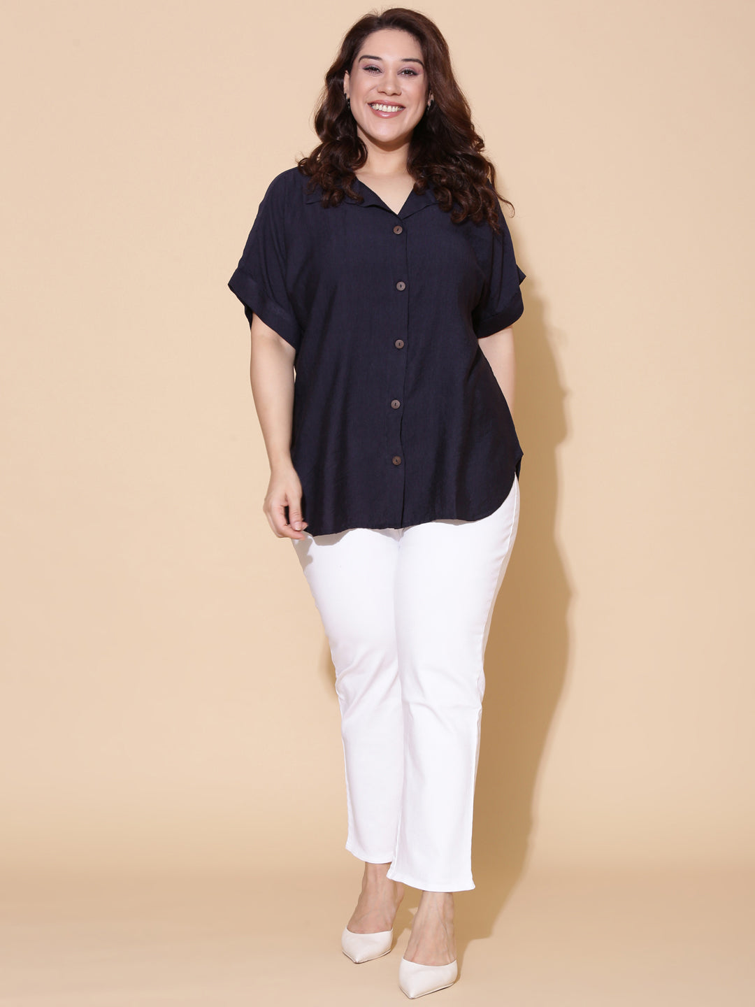 Navy Drop Shoulder Shirt
