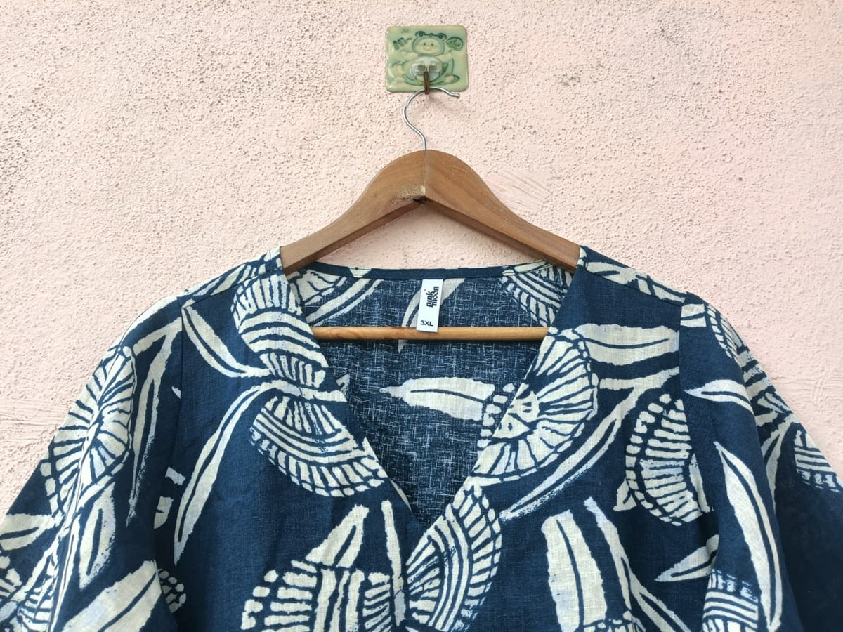 Navy Floral Print Top
