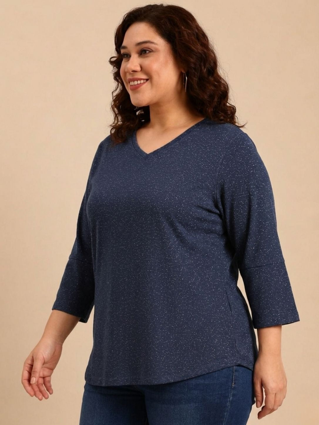 Navy Lurex T-Shirt