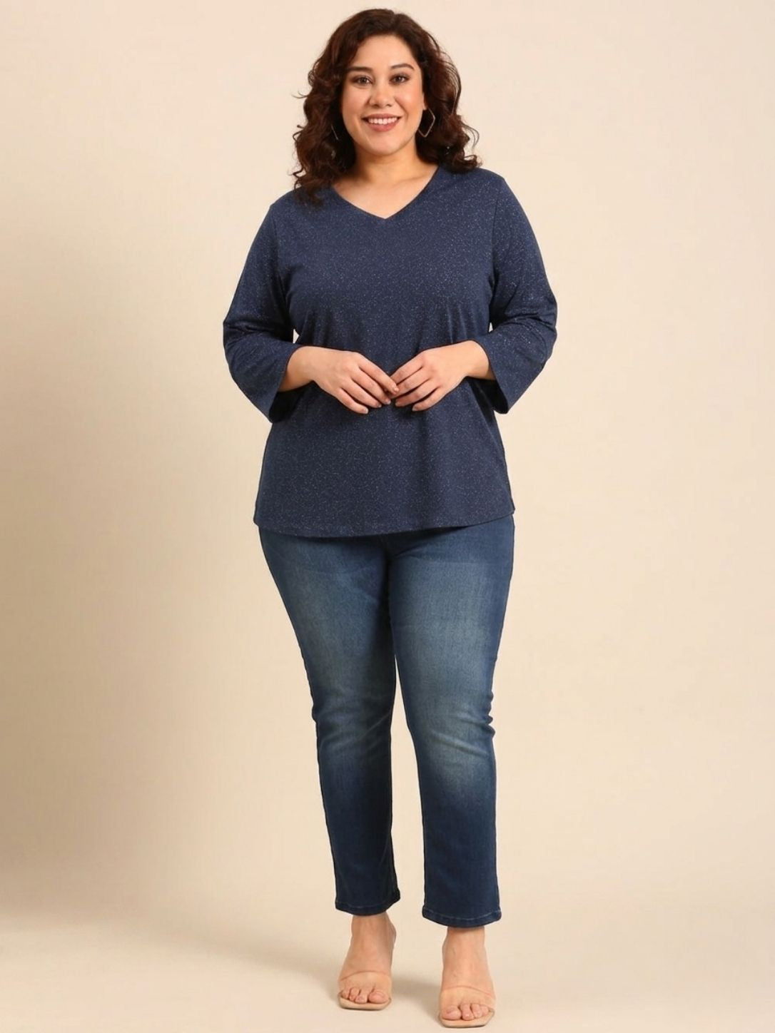 Navy Lurex T-Shirt