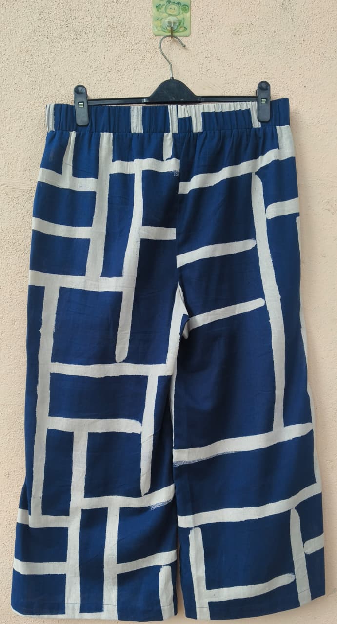 Navy Maze Wide-Leg Palazzo