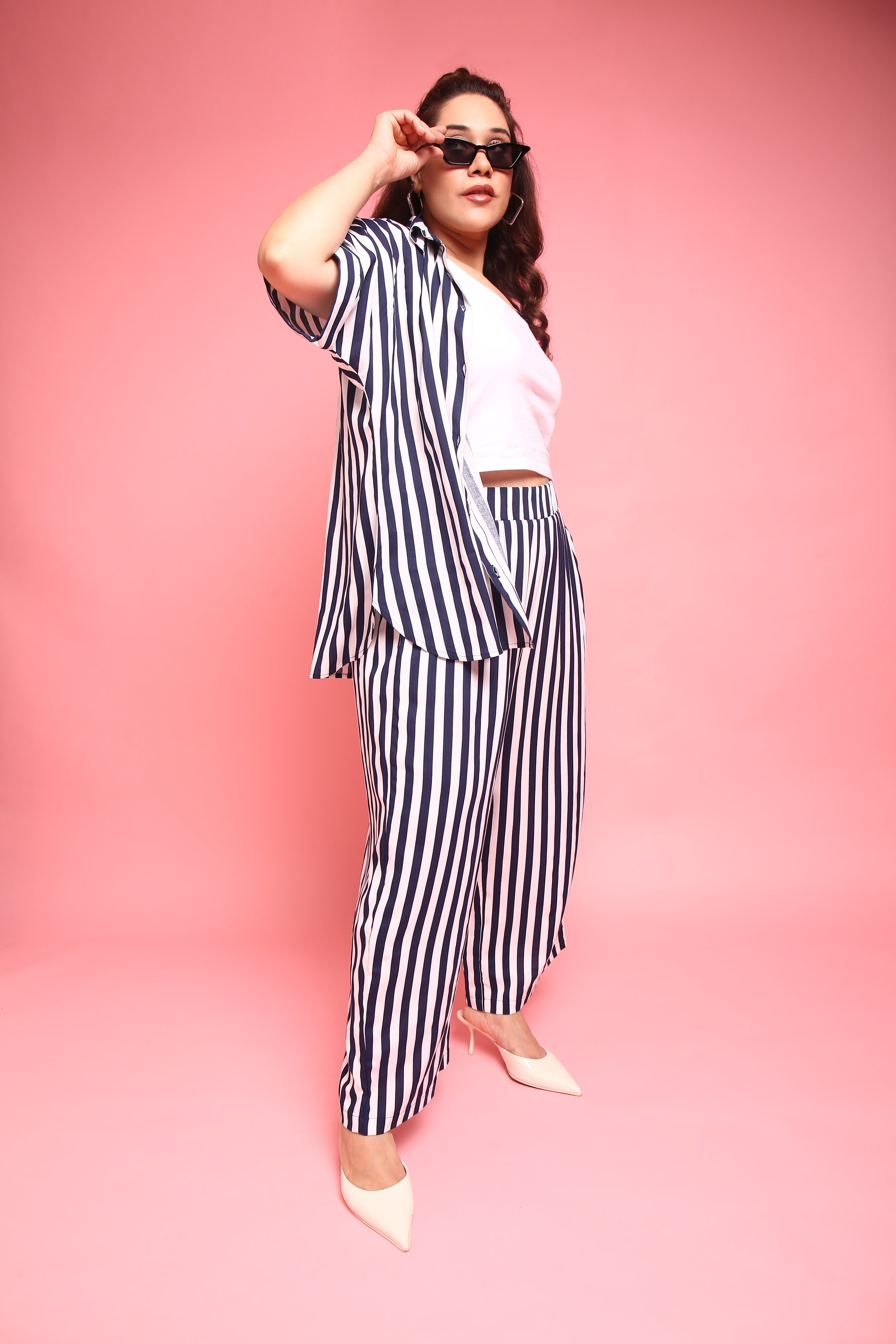 Navy White Stripe Palazzo