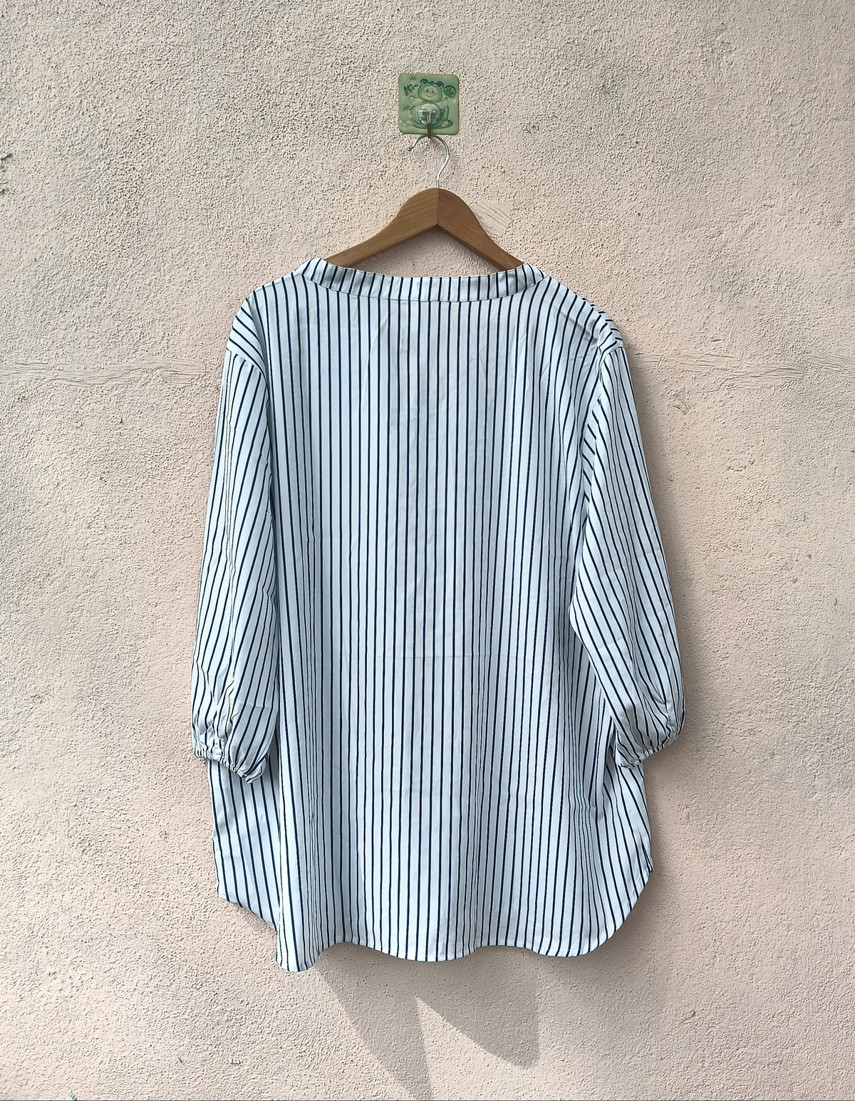 Navy & White Vertical Striped V-Neck Top