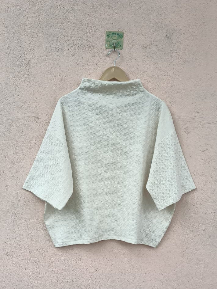 Off-White Mock Neck Boxy Top