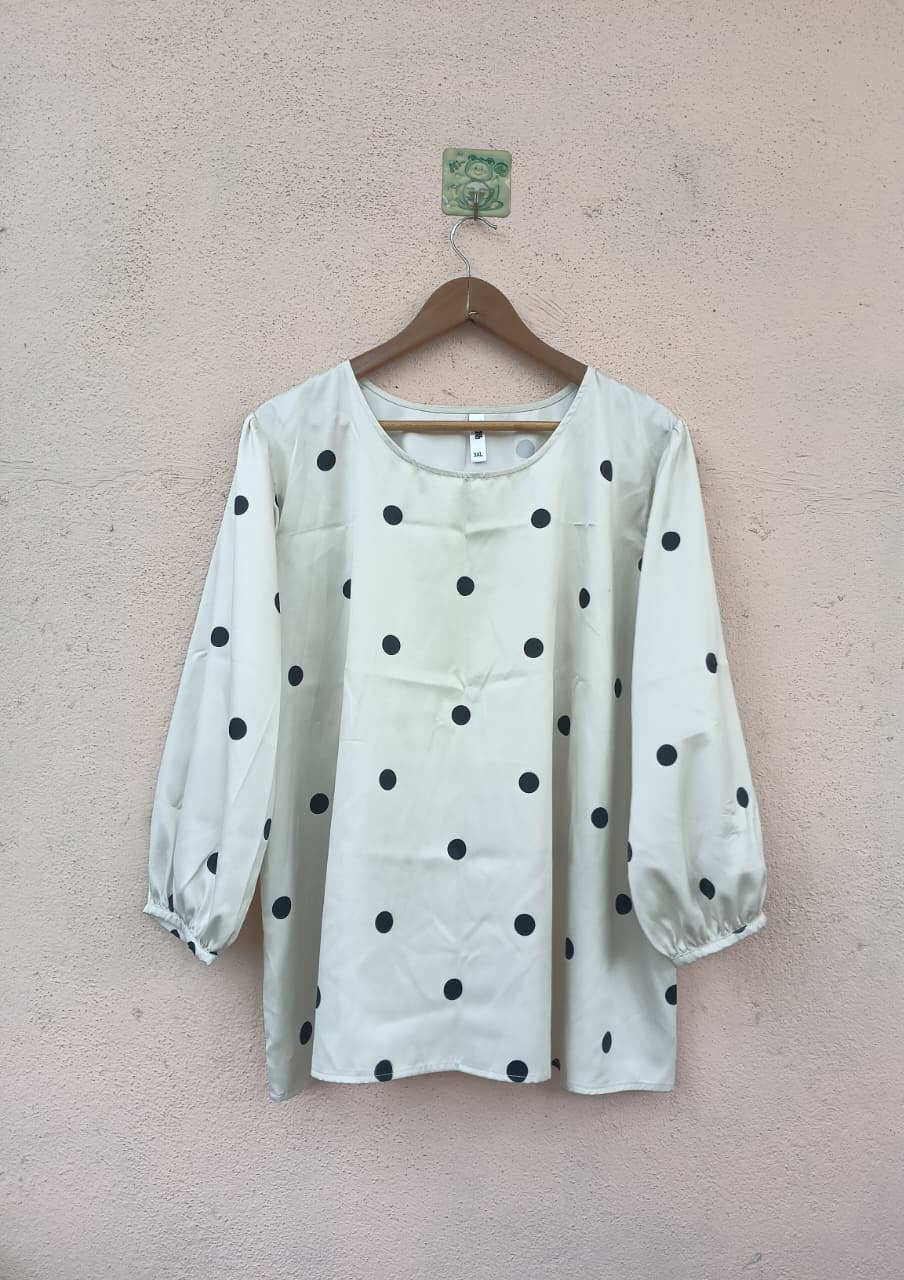 Off-White Polka Dot Satin Top