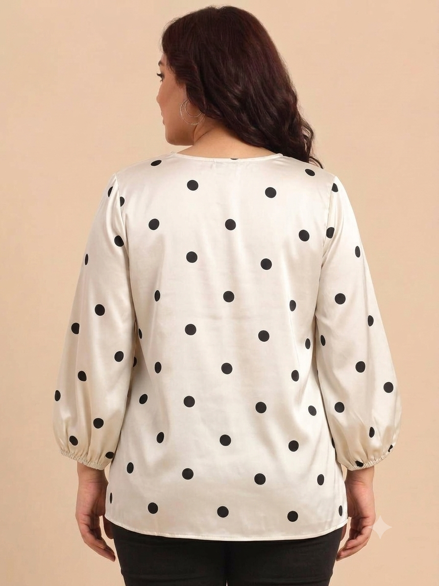 Off-White Polka Dot Satin Top