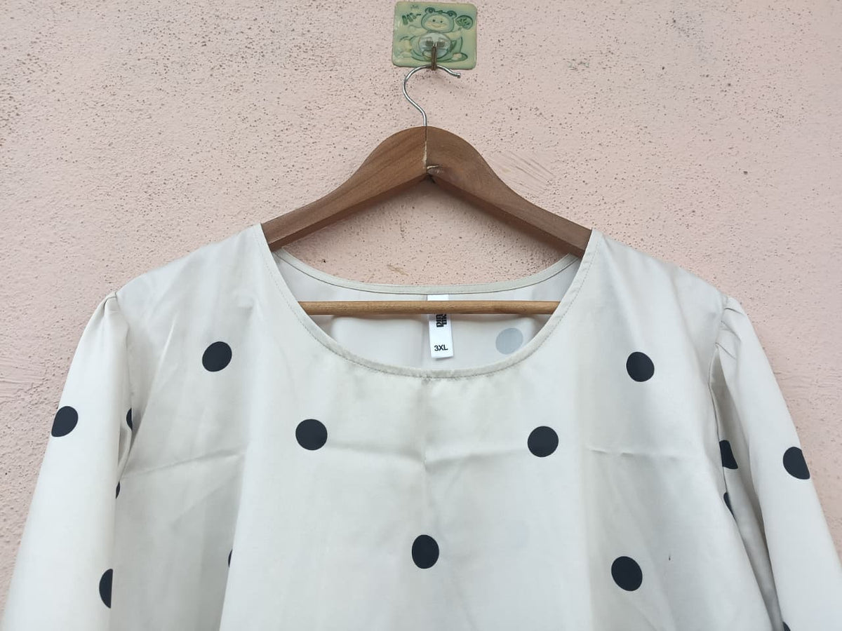 Off-White Polka Dot Satin Top