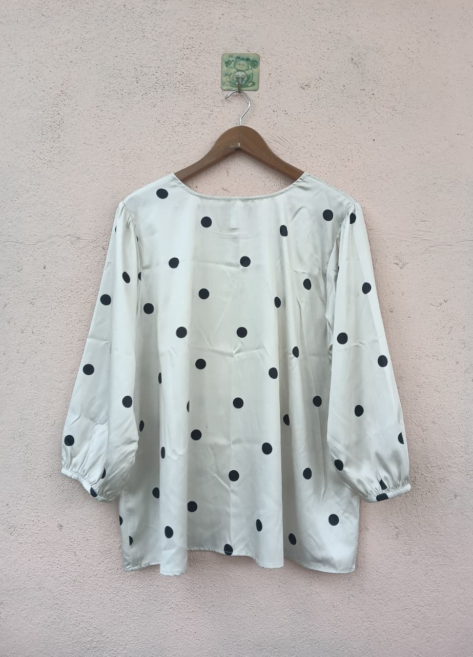 Off-White Polka Dot Satin Top