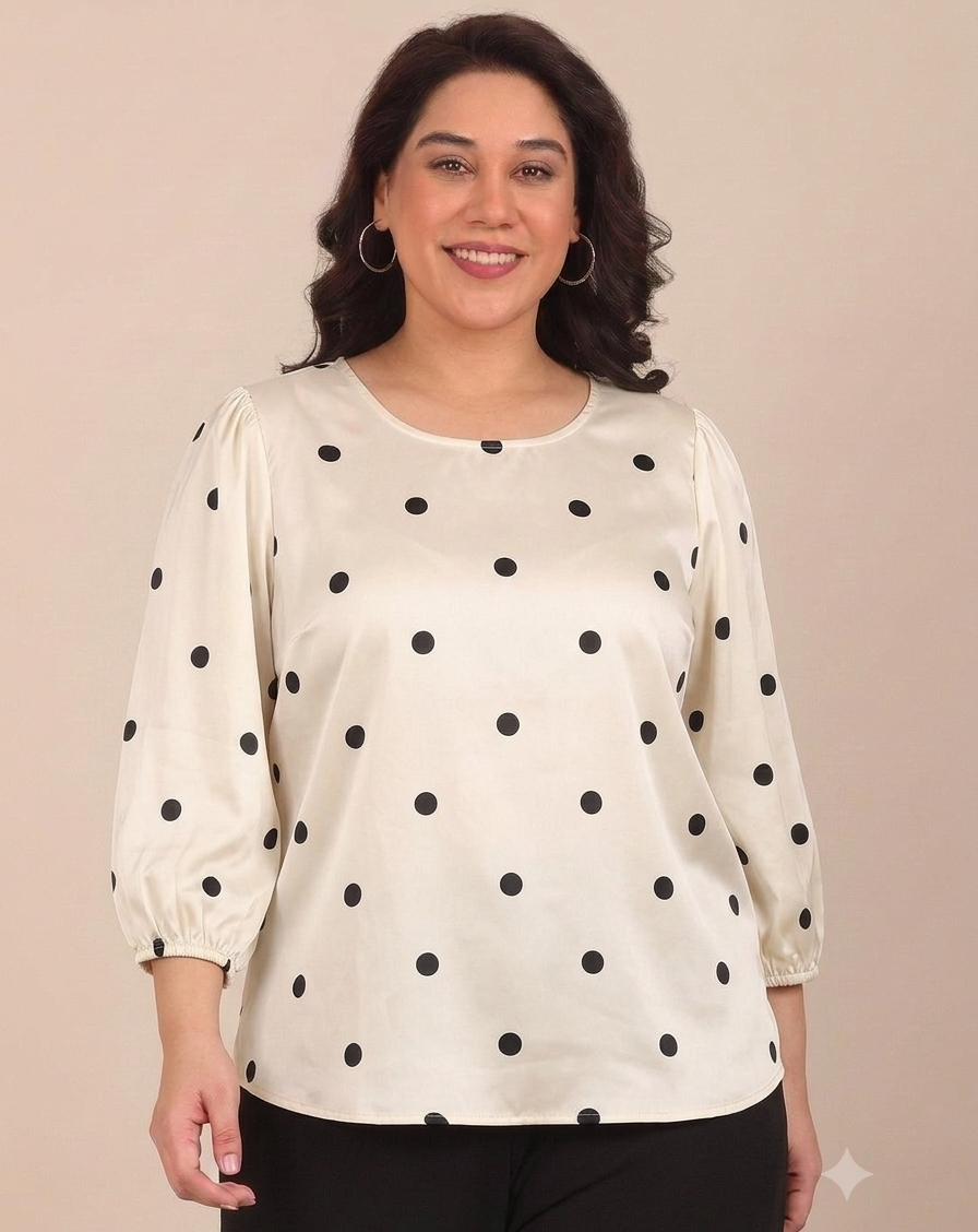 Off-White Polka Dot Satin Top