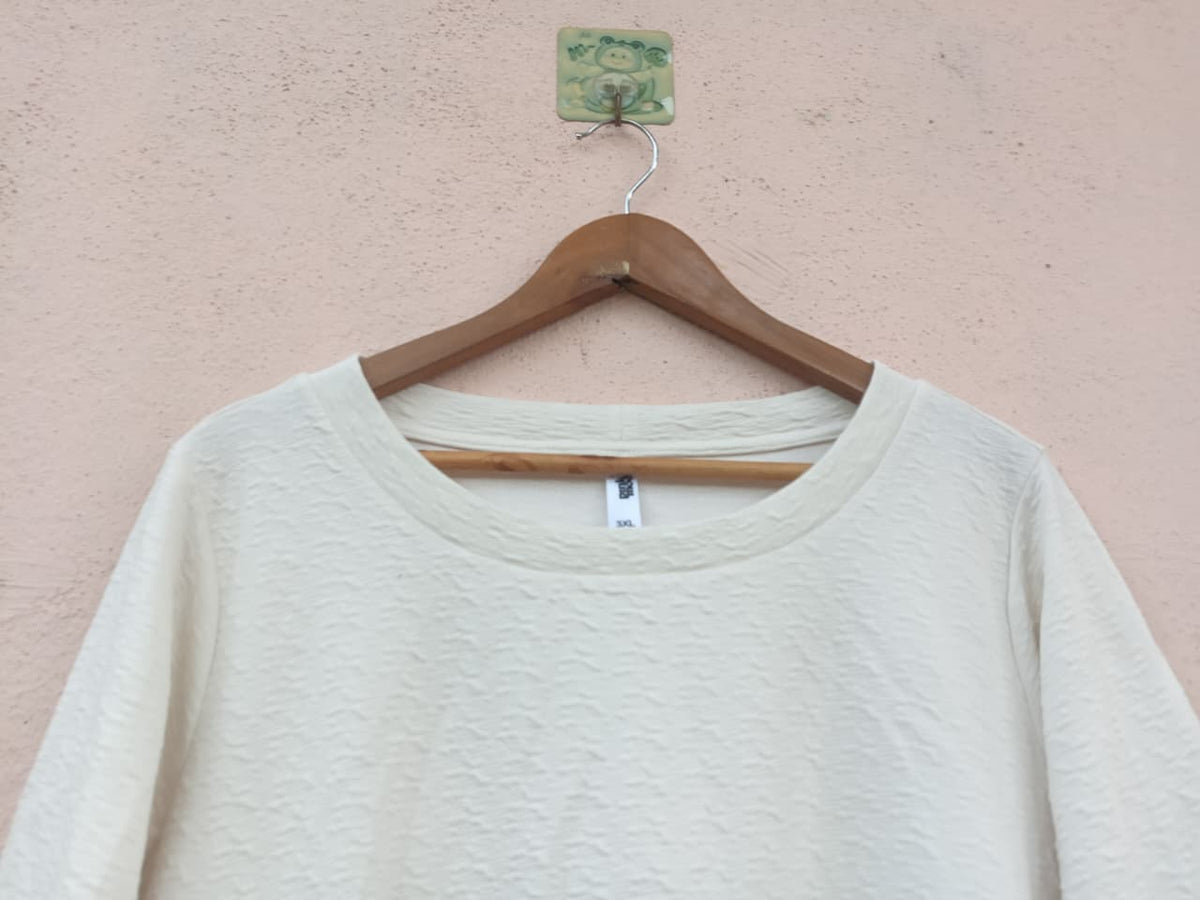Off-White Textured Crewneck Top