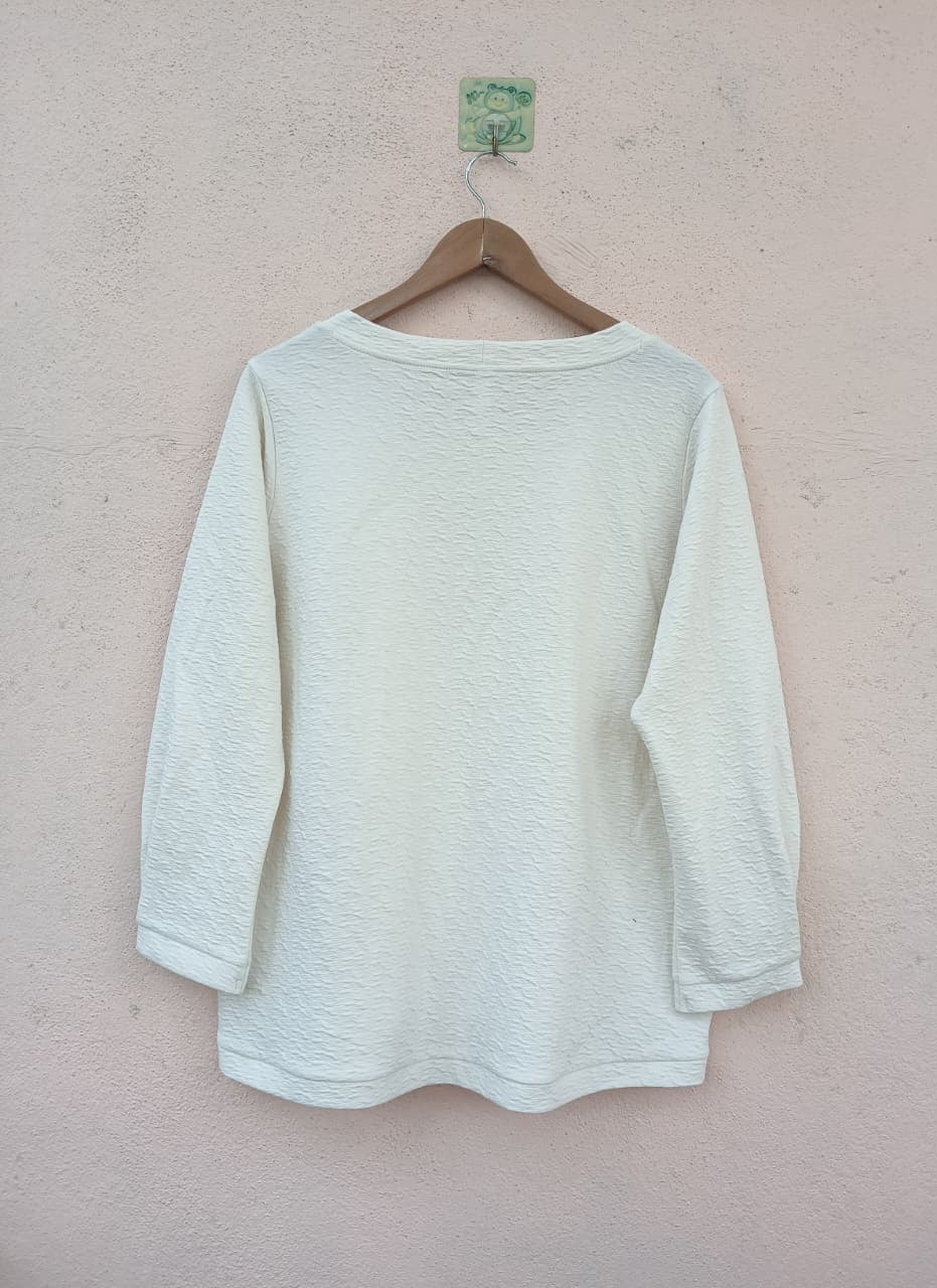 Off-White Textured Crewneck Top