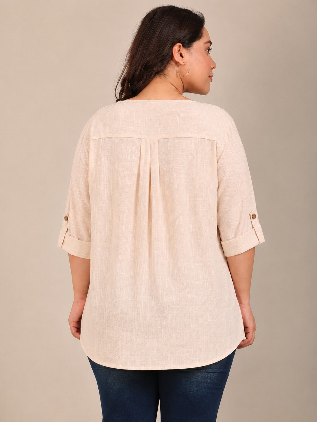 Off White V-Neck Top