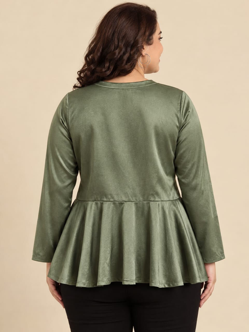 Olive Green Peplum Top