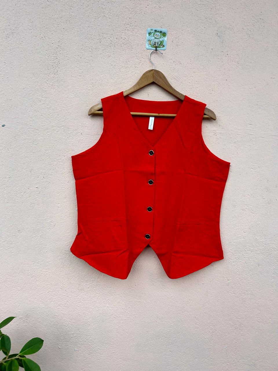 Orange Sleeveless Waistcoat