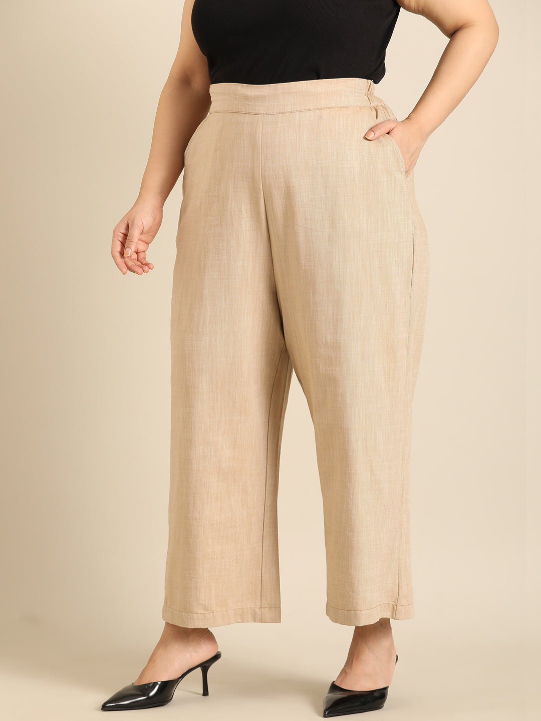 Beige wide leg palazzo