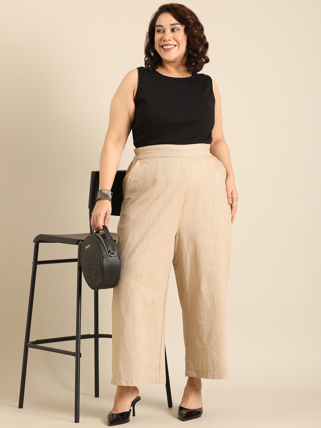 Beige wide leg palazzo