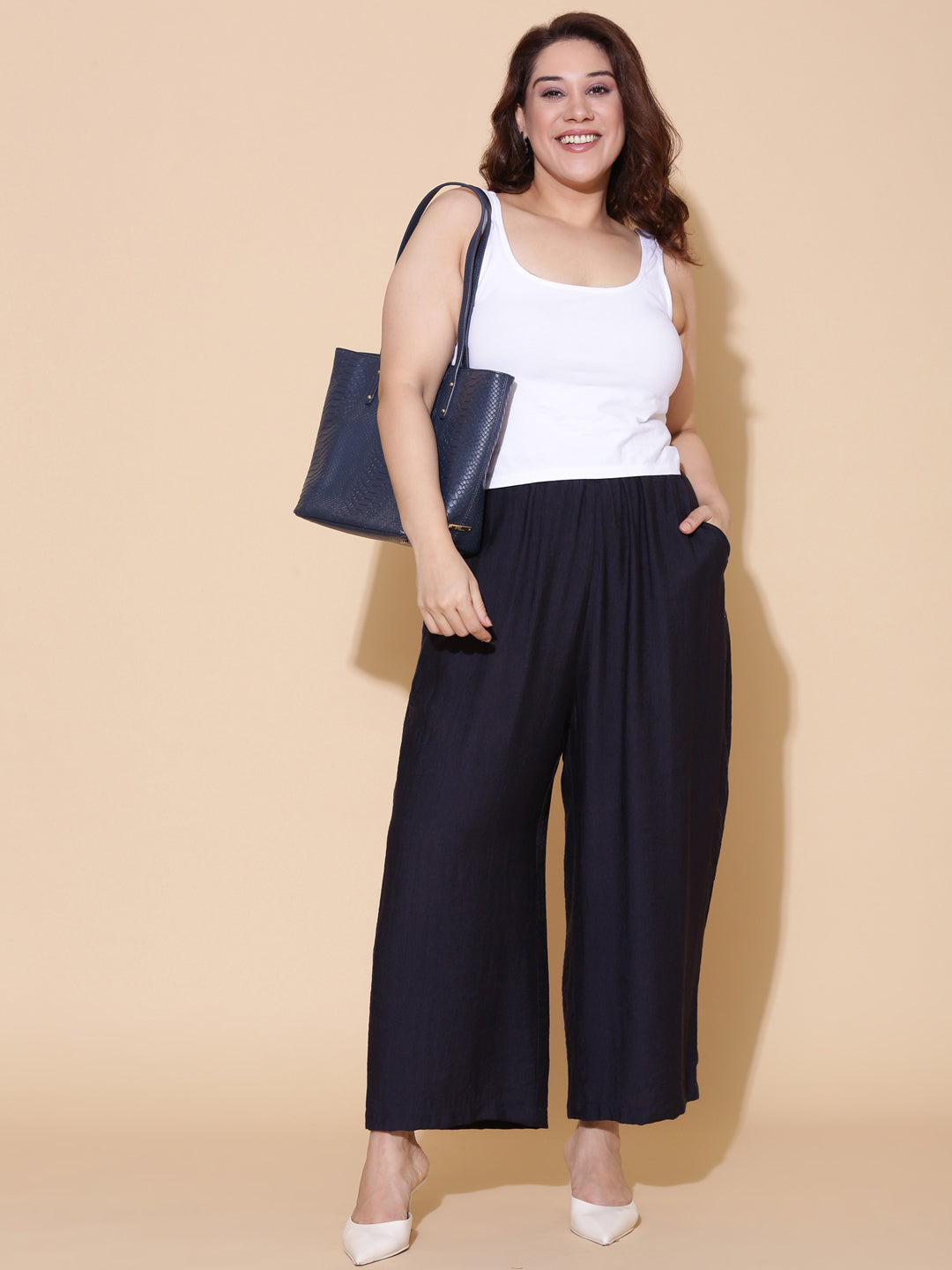 Navy Flared Palazzo