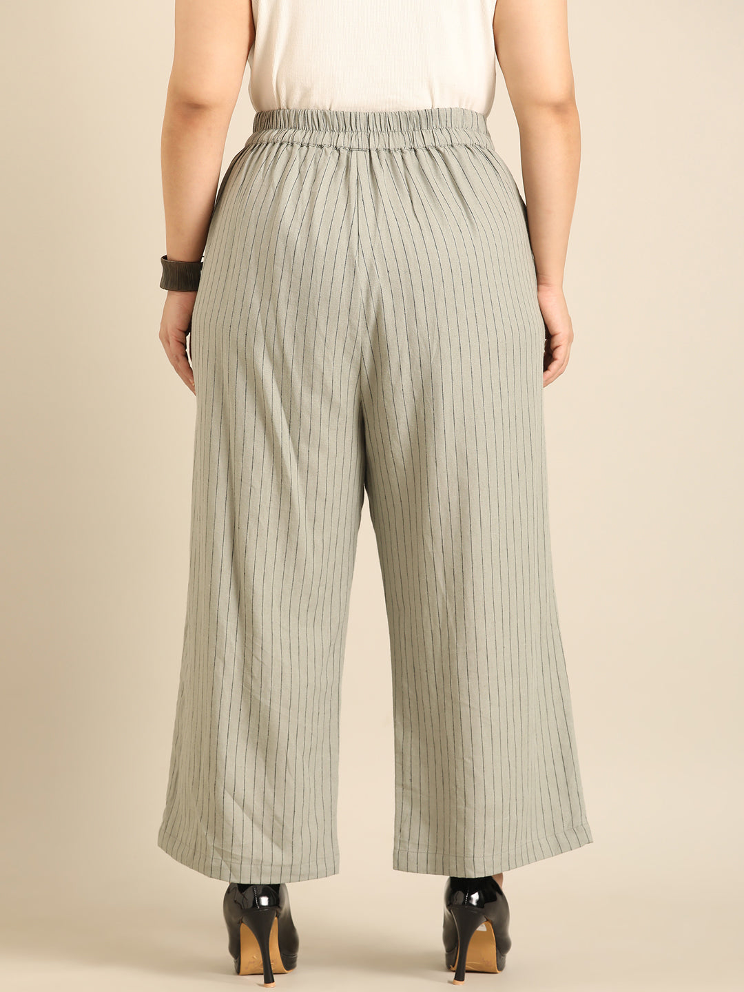 Olive pinstripe palazzo