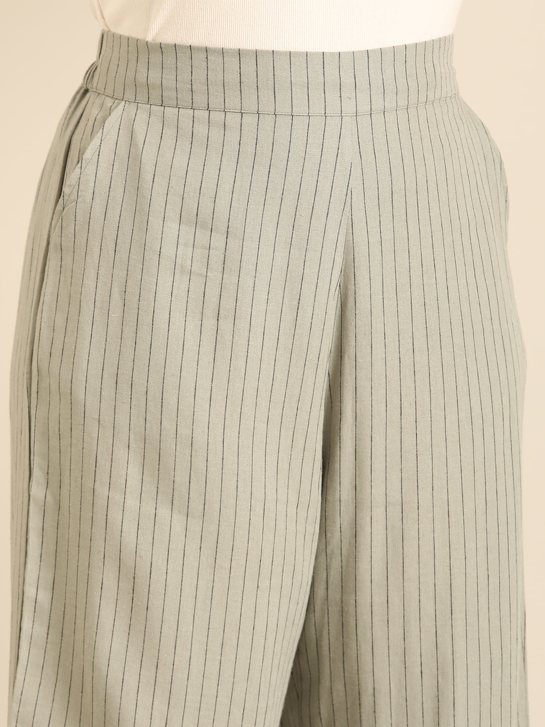 Olive pinstripe palazzo