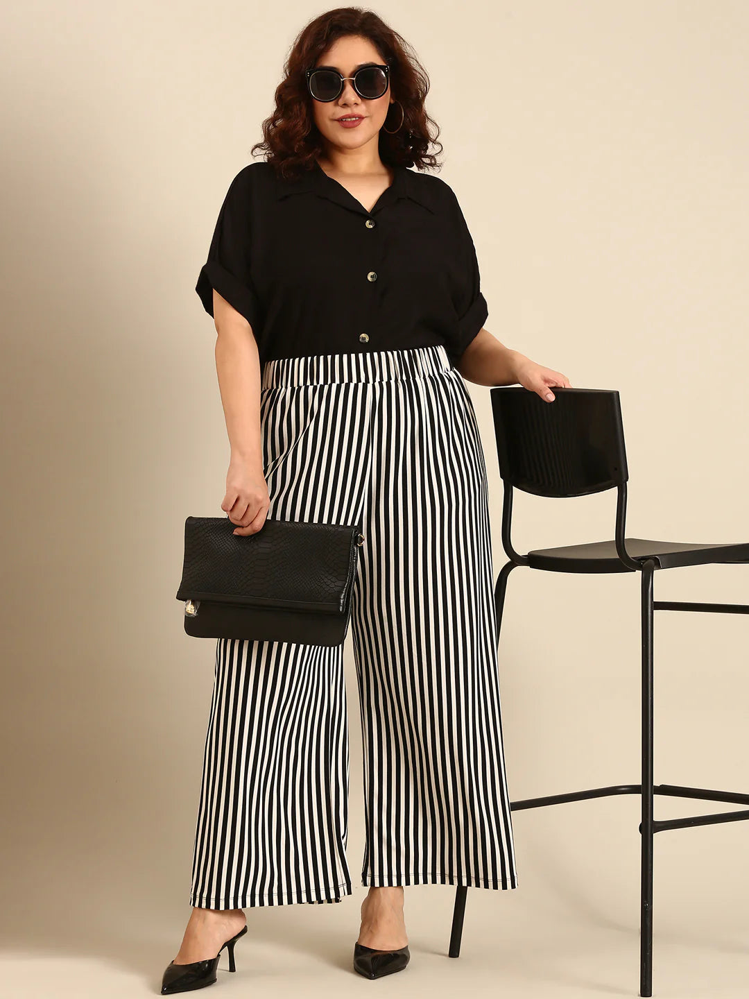 Black Shirt And Palazzo Co-ord Set (2 piece)