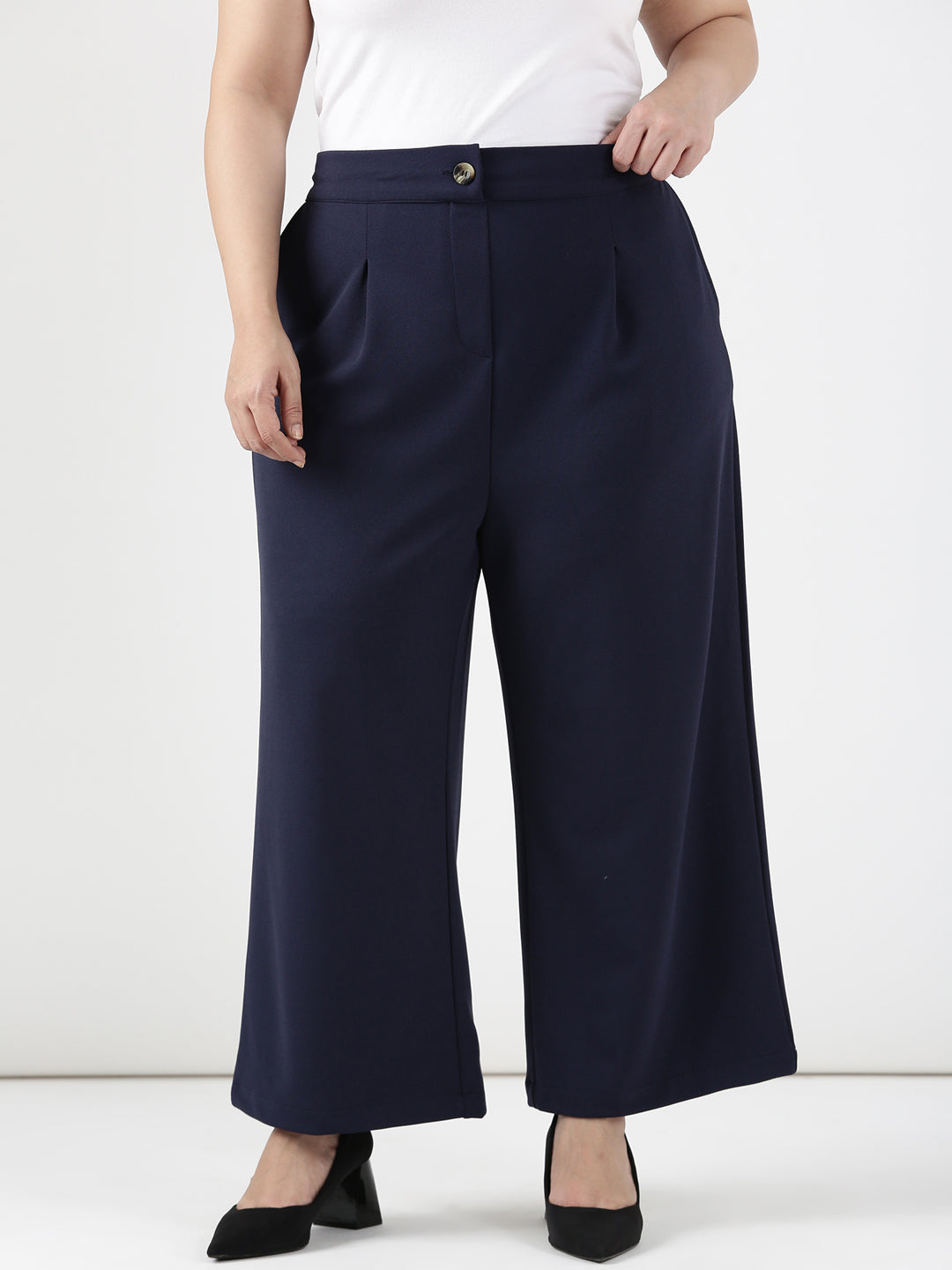 Navy Scuba Crepe Korean Pants