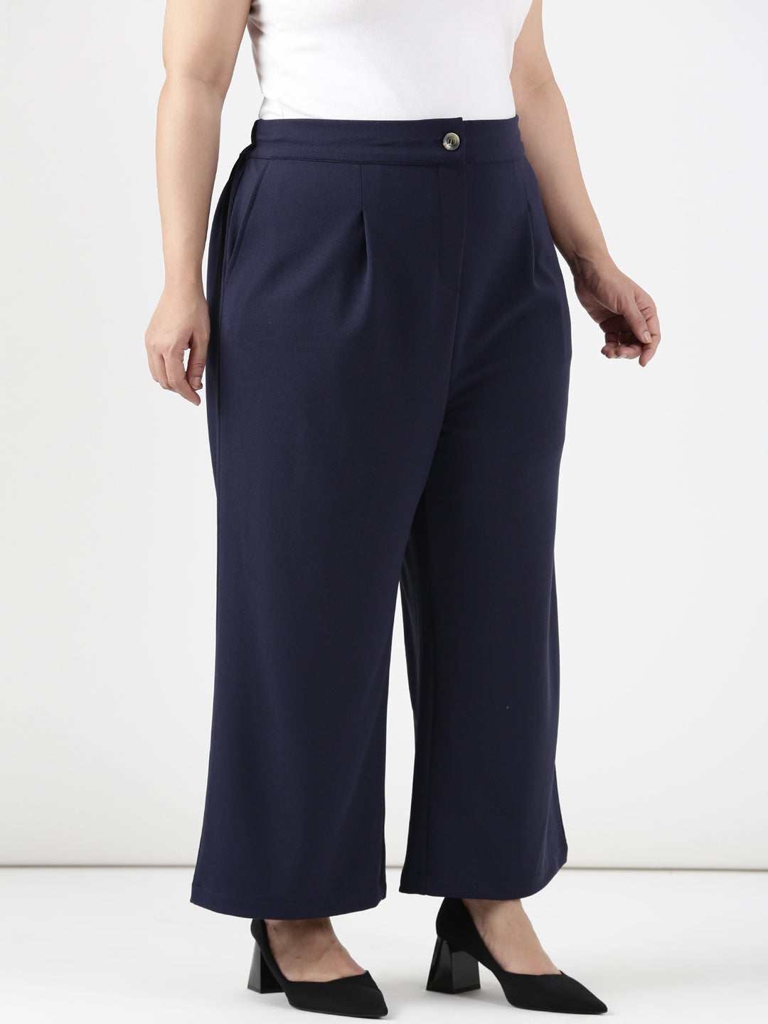 Navy Scuba Crepe Korean Pants