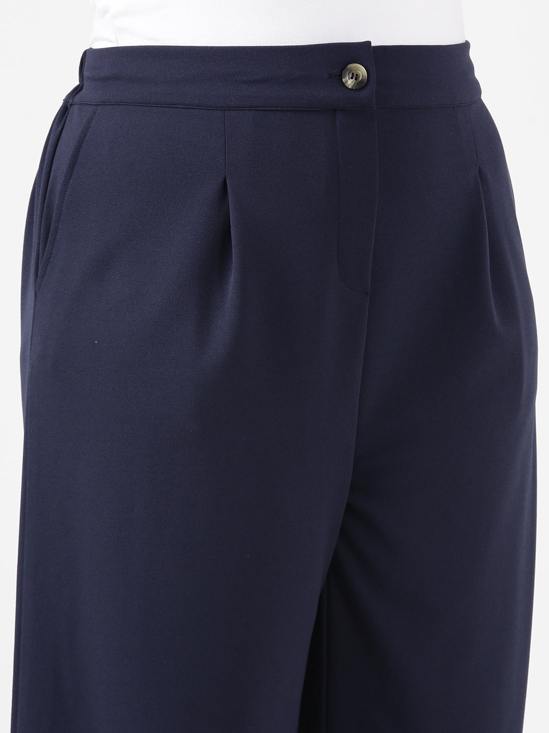 Navy Scuba Crepe Korean Pants