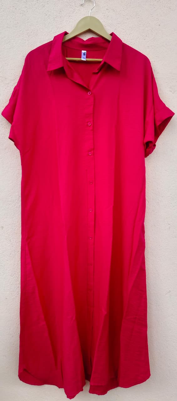 Pink Drop Shoulder Midi Dress