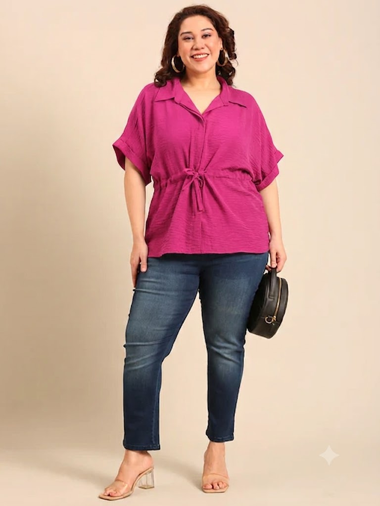 Pink Relaxed Fit Drawstring Shirt