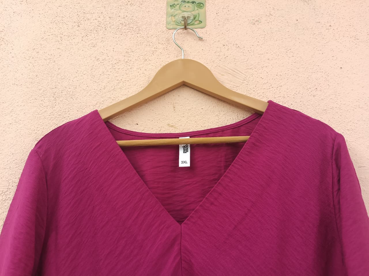 Pink V-Neck Midi Dress