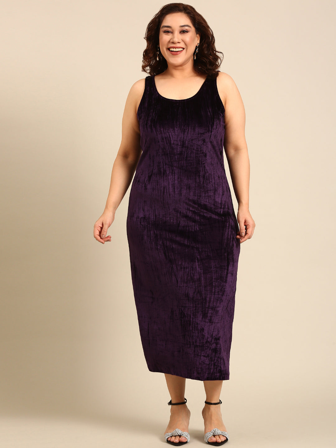 Purple Velvet Bodycon Dress with Black Blazer Co-Ord Set (2 Pieces)3