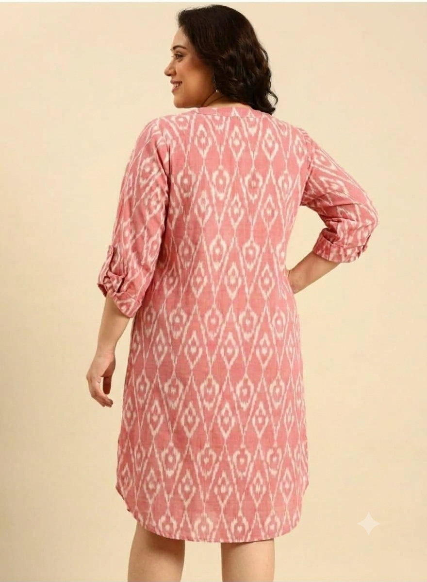Red Ikat V-Neckline Midi Dress