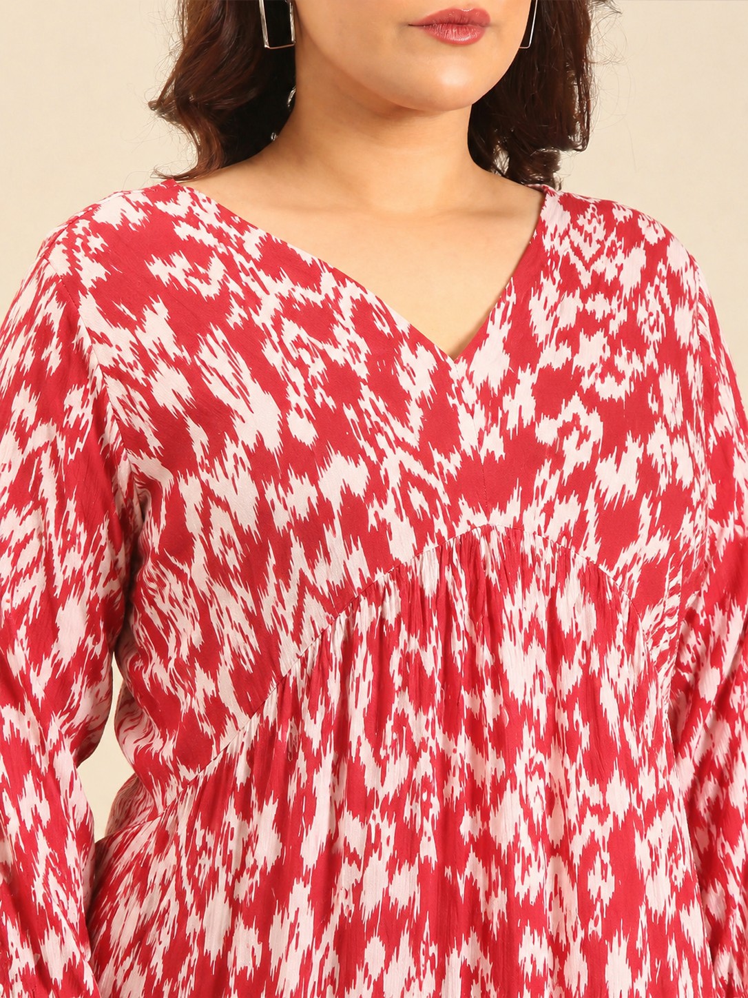Red Ikkat Printed Tunic