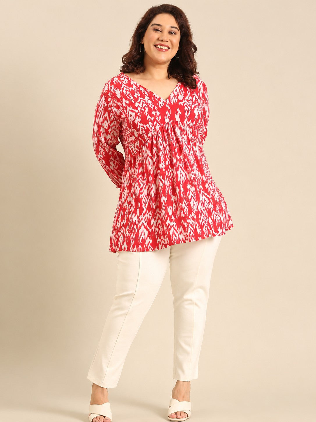 Red Ikkat Printed Tunic