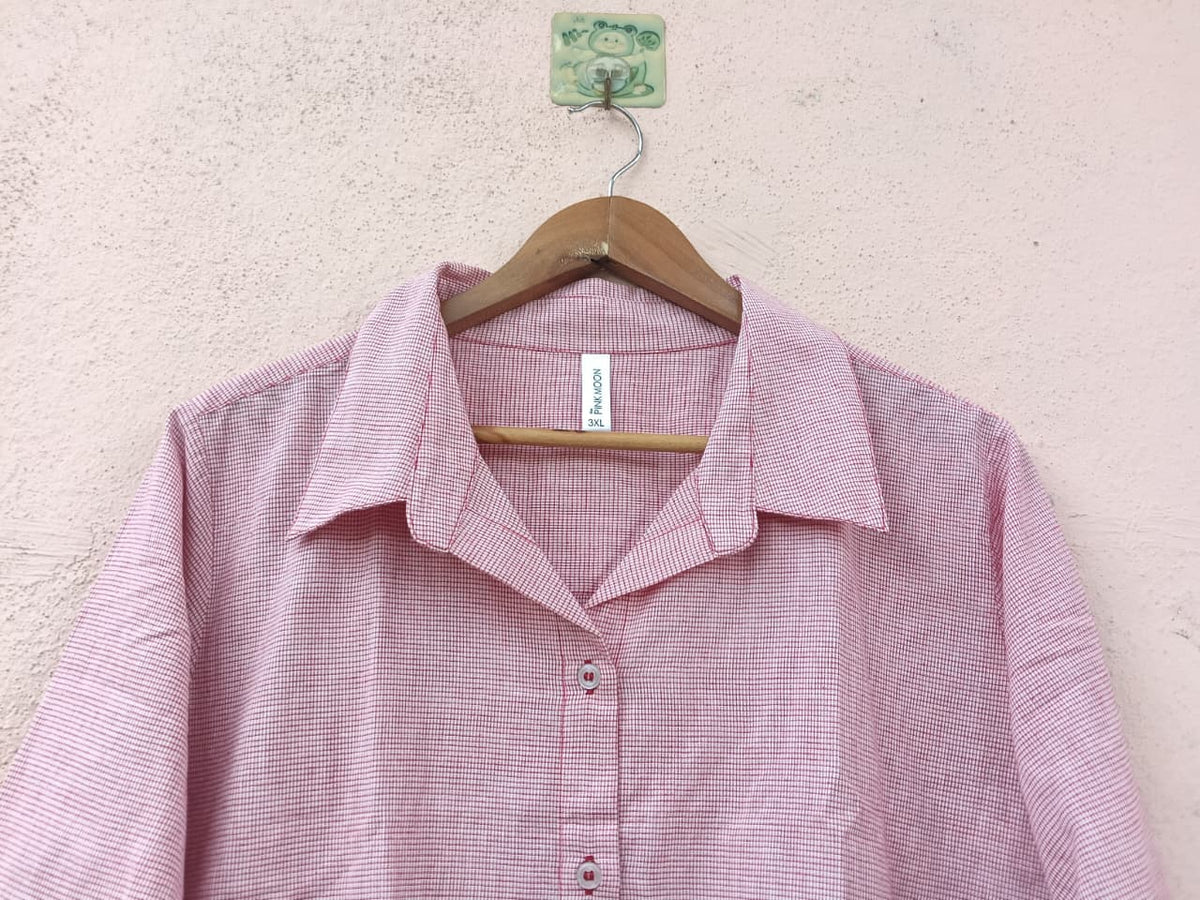 Red Micro-Checkered Button-Down Shirt