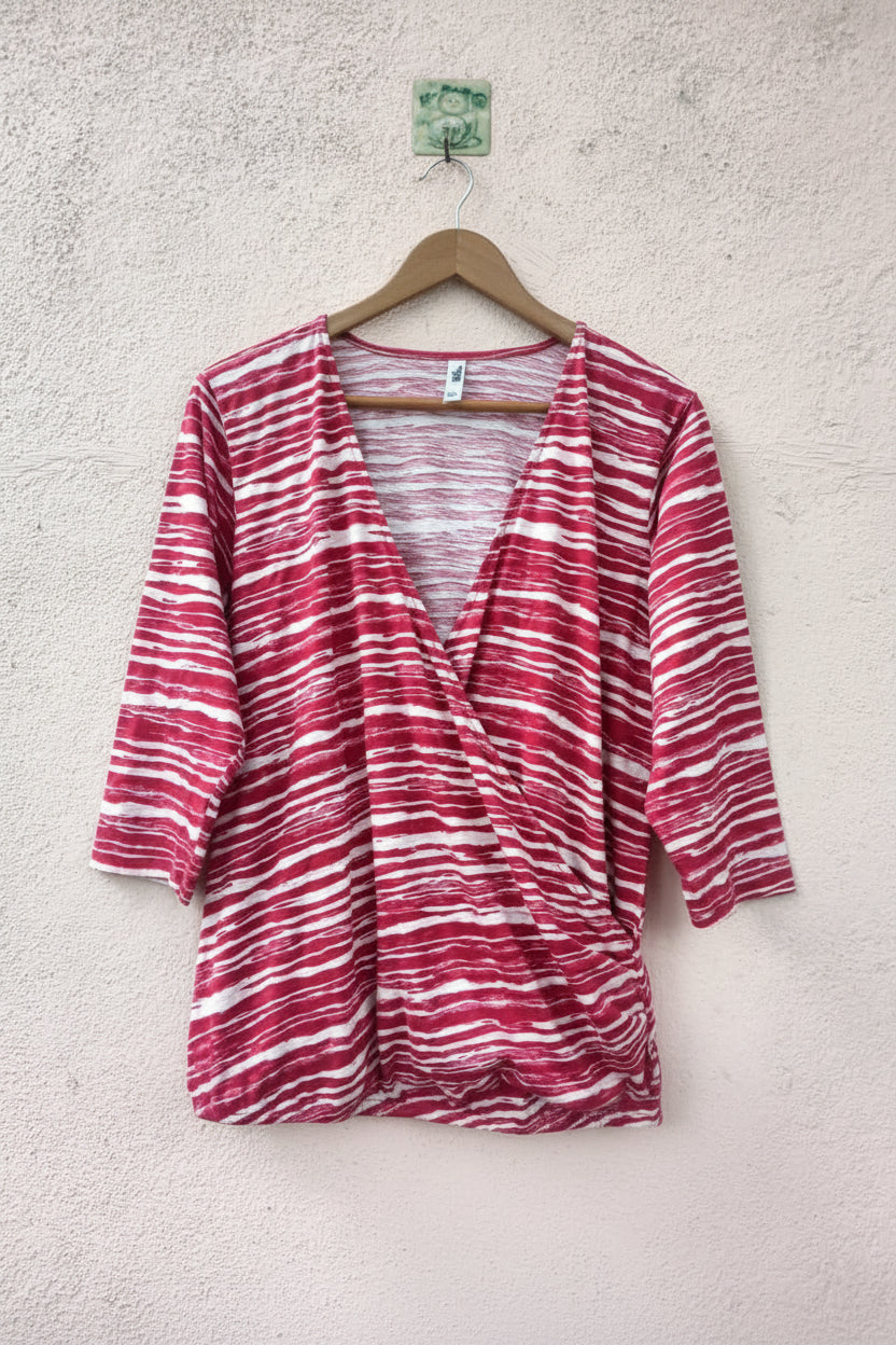 Red Printed Wrap Top