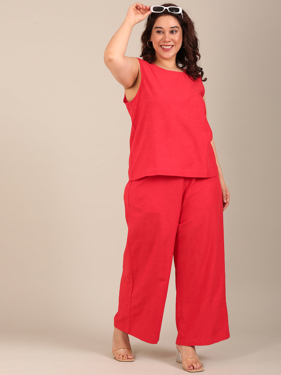 Red Sleeveless Co-ord Set (2 Piece)