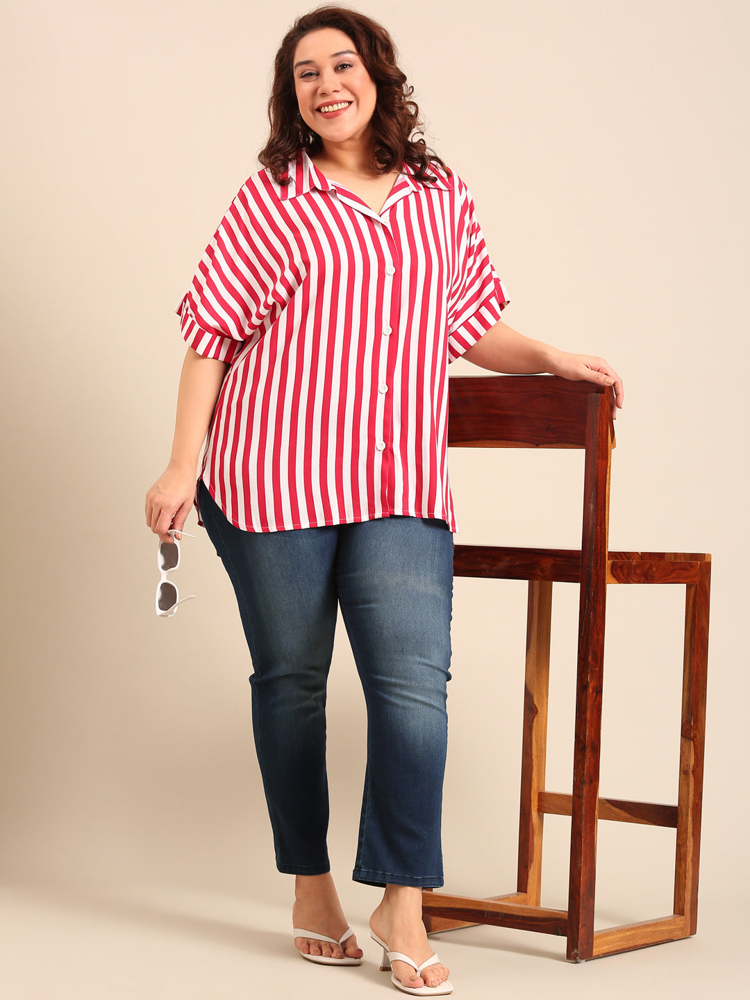 Red Striped Shirt and Navy Denim Co-ord (2-Piece)