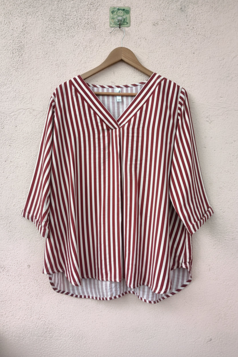 Red & White Multi-Stripe Top