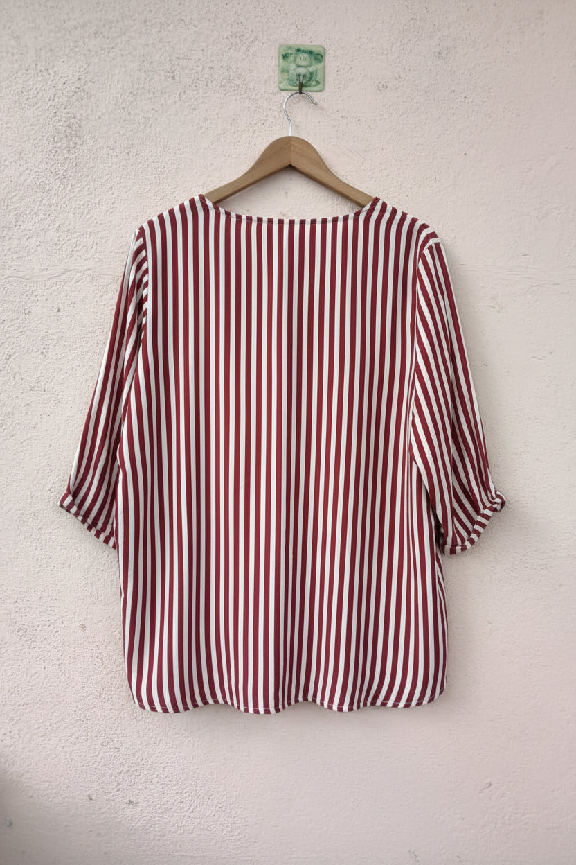 Red & White Multi-Stripe Top