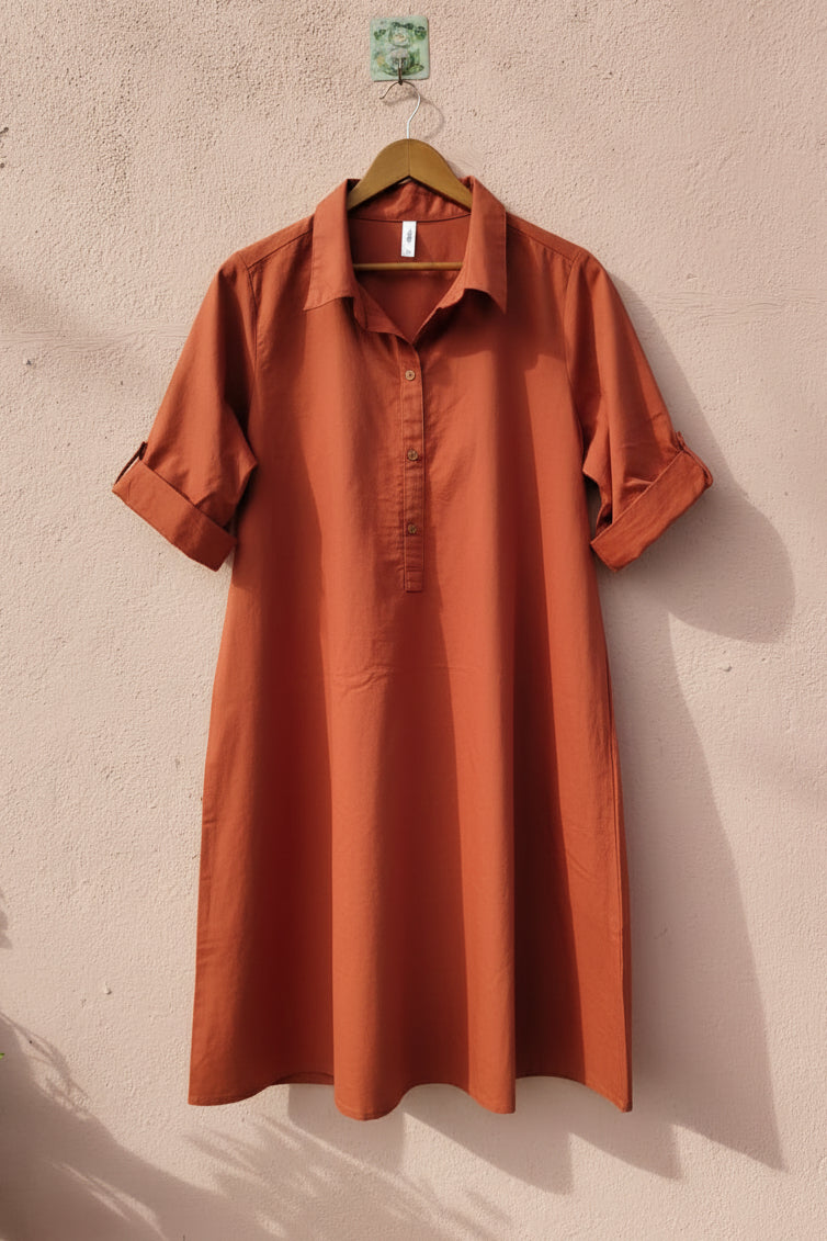 Rust collar dress