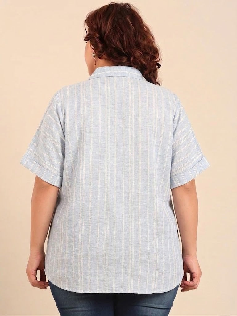 Cotton Blue Striped Shirt