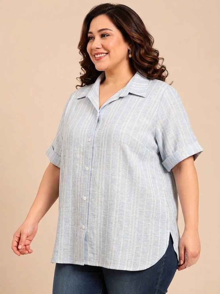 Cotton Blue Striped Shirt